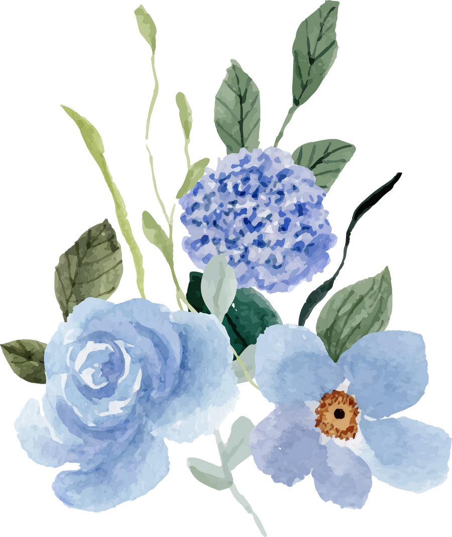 blue floral watercolor